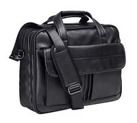 seyfocnia Herren Leder Messenger Bag 15,6 Zoll Laptop Aktentasche Business Satchel Computer Handtasche Schultertasche für Männer (Schwarz)