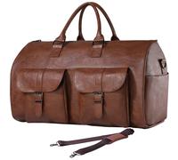 seyfocnia Kleidersack zum Mitnehmen, wasserdichte Kleidertasche f?r Herren f?r Gesch?ftsreisen, gro?e Reisetasche aus Leder mit Schuhfach ? Braun