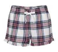 SF (Skinnifit) Damen Flanell-Pyjamashorts - Weiß / rosa | S