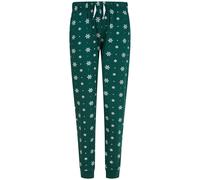 SF (Skinnifit) Damen-Pyjamahosen mit Muster - Dunkelgrün / weiß | S