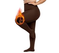 Sfit Thermo Strumpfhose Damen Grosse Grössen Winter Strumpfhosen Gefüttert Plus Size Fleece Thermostrumpfhosen Dick Warme Leggings Übergröße Plüschstrumpfhose(Braun,3XL-4XL)