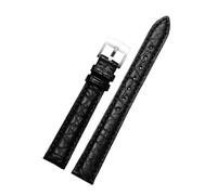 SFIWFOGD Krokodil-Uhrenarmband, kompatibel mit Longines Tissot IWC 12 mm, 13 mm, 14 mm, 15 mm, 16 mm, 17 mm, 18 mm, Schwarz, Braun, Weiße Linie, Alligator-Armband(Black-S pin,16mm)