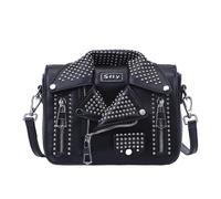 Sfly Damen-Umhängetasche, Kettenriemen, Schultertasche, Leder, Umhängetasche, Handtasche, Abendtasche, Clutch, Geldbörse, einzigartige süße Jackentasche, D-schwarz