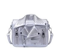 Sfly Damen-Umhängetasche, Kettenriemen, Schultertasche, Leder, Umhängetasche, Handtasche, Abendtasche, Clutch, Geldbörse, einzigartige süße Jackentasche, D-silber