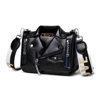 Sfly Damen-Umhängetasche, Kettenriemen-Tasche, Schultertasche, Leder-Umhängetasche, Handtasche, Abendtasche, Clutch, Geldbörse, einzigartige süße Tasche in Jackenform, C-schwarz, Small