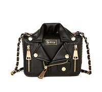 Sfly Damen Umhängetasche mit Kettenriemen, Umhängetasche, Leder, Umhängetasche, Damen, Abend, Clutch, Geldbörse, einzigartig, niedliche Jackentasche, schwarz