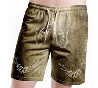 Sfwqoifou 3/4 Badehose Herren, Trachten Badehose Herren Kurz Wasserabweisend Lederhosenoptik Hopfen Oktoberfest Badeshorts Lederhose Stretch Jogginghose Trachtenlederhose, Armeegrün, XL