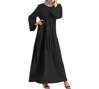 Sfwqoifou Abaya Damen weiß, Burka Ganzkörper Damen Ramadan Arabisch Lang Abaya Kleidung Lange Ärmel Festlich Gebetskleidung Arabische Muslim Osten Dubai Elegant Muslimische Kleider, Schwarz, L