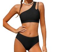 Sfwqoifou bikinis für teenager schwarz, Bikini Mädchen Zweiteiler Oberteil und High Waist Bikinihose Teenager Sport Badeanzug Swimsuit Kinder 2-Teilig Badeset Sommer Schwimmanzug, Schwarz, 12 Jahre