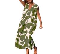 Sfwqoifou Damen, Strandtunika Damen Sommer Elegant Locker Strandponcho Sommerkleid Strand Lässig Freizeitkleid Leicht V-Ausschnitt Bikini Cover Up Badeanzug Boho, Grün, 3XL