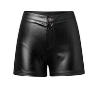 Sfwqoifou Leder Shorts Damen schwarz eng, Ledershorts Damen Sexy Lederoptik Lederimitat Kunstlederhose Kurze Hose Glanz Leder Hotpants Metallic Rave Shorts Festivals Clubwear, Schwarz, L