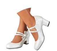 Sfwqoifou pumps damen weiß 40, Trachtenschuhe Damen Dirndl Chunky Pumps Breite Füße Absatzschuhe Rockabilly Sommer Hohe Schuhe Oktoberfest Spangenpumps Elegant Festliche Hochzeitsschuhe, Weiß, 40