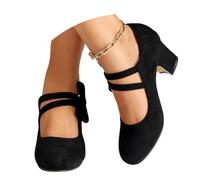 Sfwqoifou Trachtenschuhe Damen Dirndl Chunky Pumps Breite Füße Absatzschuhe Rockabilly Sommer Hohe Schuhe Oktoberfest Schleifenriemen Spangenpumps Elegant Festliche Hochzeitsschuhe