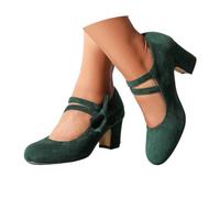 Sfwqoifou Trachtenschuhe Damen Dirndl Chunky Pumps Breite Füße Absatzschuhe Rockabilly Sommer Hohe Schuhe Oktoberfest Schleifenriemen Spangenpumps Elegant Festliche Hochzeitsschuhe