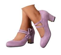 Sfwqoifou Trachtenschuhe Damen Dirndl Chunky Pumps Breite Füße Absatzschuhe Rockabilly Sommer Hohe Schuhe Oktoberfest Schleifenriemen Spangenpumps Elegant Festliche Hochzeitsschuhe