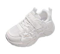 Sfwqoifou Turnschuhe Jungen 35 Sohle, Sportschuhe Kinder Outdoor Klettverschluss Mesh Traillaufschuhe Schnürung Atmungsaktiv Straßenlaufschuhe Laufschuhe Leicht Jungen Mädchen Hallenschuhe, Weiß, 27