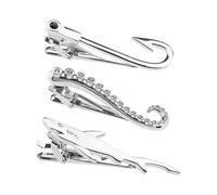 SG Store Set mit 3x Silbernen Krawattenklammern Fischhaken-Krawattenklammer Kraken-Gliedmaßen-Krawattenklammer Haifisch-Krawattenklammer für Männer Jungen Kupfer