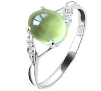 SGKOMN Natürliche Feng Shui Grüne Jade für Frauen Echte Yoga Ring Trauben Stein S925 Silber Mode
