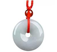 SGKOMN Natürliche Feng Shui Weiß Jade Halskette Anhänger für Frauen Echte Yoga Jade Frieden Schnalle Auspicious