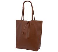 SH Leder ® Damen Echt Rindleder Shopper mit Innentasche in vielen Farben Schultertasche Henkeltasche 37x29cm Kora G266 (Braun)