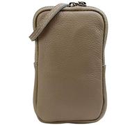 SH Leder Damen Echtleder Handytasche Umhängetasche Geldbörse Multifunktion Beutel Mini Bote Abnehmbar Verstellbar Schultergurt Handy bis 6,8 Zoll 11x18cm Jana G269 (Taupe)