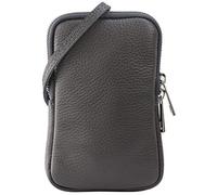 SH Leder Damen Echtleder Handytasche Umhängetasche Geldbörse Multifunktion Beutel Mini Bote Abnehmbar Verstellbar Schultergurt Handy bis 6,8 Zoll 11x18cm Jana G269 (Dunkel Grau)