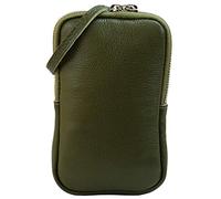 SH Leder Damen Echtleder Handytasche Umhängetasche Geldbörse Multifunktion Beutel Mini Bote Abnehmbar Verstellbar Schultergurt Handy bis 6,8 Zoll 11x18cm Jana G269 (Oliv Grün)