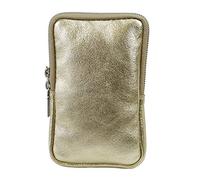 SH Leder Damen Echtleder Handytasche Umhängetasche Geldbörse Multifunktion Beutel Mini Bote Abnehmbar Verstellbar Schultergurt Handy bis 6,8 Zoll 11x18cm Jana G269 (Gold)