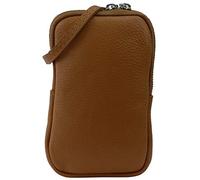 SH Leder Damen Echtleder Handytasche Umhängetasche Geldbörse Multifunktion Beutel Mini Bote Abnehmbar Verstellbar Schultergurt Handy bis 6,8 Zoll 11x18cm Jana G269 (Dunkel Cognac)