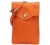 SH Leder Damen Handytasche Umhängetasche Geldbörse Multifunktion Beutel Schultertasche aus Echtleder Verstellbar Schultergurt Handy bis 6.8 Zoll 12x19cm ADA G3282 (Orange)