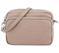 SH Leder Echtleder Umhängetasche Clutch kleine Tasche Abendtasche Alltagstasche mit Verstellbar Schultergurt 18x13cm Pia G394 (Helltaupe)