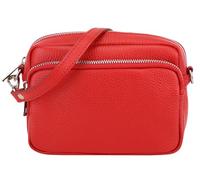 SH Leder Echtleder Umhängetasche Clutch kleine Tasche Abendtasche Alltagstasche mit Verstellbar Schultergurt 18x13cm Pia G394 (Rot)
