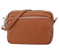 SH Leder Echtleder Umhängetasche Clutch kleine Tasche Abendtasche Alltagstasche mit Verstellbar Schultergurt 18x13cm Pia G394 (Cognac)