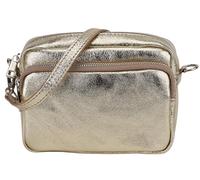 SH Leder Echtleder Umhängetasche Clutch kleine Tasche Abendtasche Alltagstasche mit Verstellbar Schultergurt 18x13cm Pia G394 (Gold)