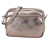 SH Leder Echtleder Umhängetasche Clutch kleine Tasche Abendtasche Alltagstasche mit Verstellbar Schultergurt 18x13cm Pia G394 (Bronze)