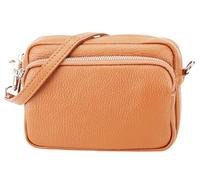 SH Leder Echtleder Umhängetasche Clutch kleine Tasche Abendtasche Alltagstasche mit Verstellbar Schultergurt 18x13cm Pia G394 (Hell Cognac)