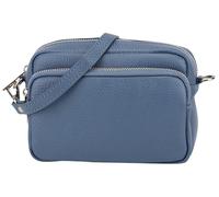 SH Leder Echtleder Umhängetasche Clutch kleine Tasche Abendtasche Alltagstasche mit Verstellbar Schultergurt 18x13cm Pia G394 (Jeansblau)