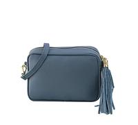 SH Leder Echtleder Umhängetasche mittel kleine Tasche Abendtasche Clutch Crossbody Bag Messenger Handtasche mit Reißverschluss 21x15cm Chiara G209 (Jeans Blau)