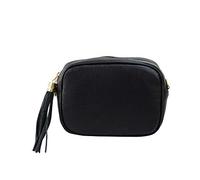 SH Leder Echtleder Umhängetasche mittel kleine Tasche Abendtasche Clutch Crossbody Bag Messenger Handtasche mit Reißverschluss 21x15cm Chiara G209 (Schwarz)