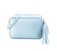 SH Leder Echtleder Umhängetasche mittel kleine Tasche Abendtasche Clutch Crossbody Bag Messenger Handtasche mit Reißverschluss 21x15cm Chiara G209 (Hellblau)