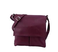 SH Leder Echtleder Umhängetasche Schultertasche Crossover aus Gernarbt Rindleder 26x25cm Kim G182 (Bordeaux)