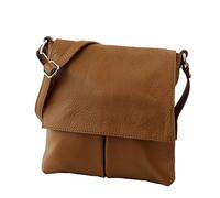 SH Leder Echtleder Umhängetasche Schultertasche Crossover aus Gernarbt Rindleder 26x25cm Kim G182 (Cognac)