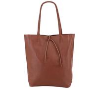 SH Leder Eleganter Damen Shopper Schultertasche aus Echt Rindleder mit Reißverschluss, Geräumige Handtasche mit Innentaschen, Klassisches Design, Henkeltasche 37x29cm Lotte G544 (Braun)