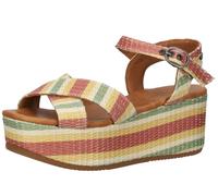 SHABBIES Amsterdam Damen Sandalette Plateau-Sandale mit Echtleder 154020024 5003 Grün/Gelb/Rot/Beige 40