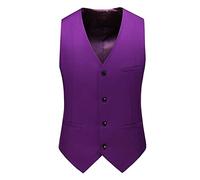 SHACE Herren Anzugweste - Herren Regular Fit Lässig Hohe Qualität Einfarbig Einreiher Schlank Große Größe Business V-Ausschnitt Weste Weste Mehrere Taschen,Lila,L