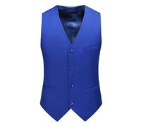 SHACE Herren Anzugweste - Herren Regular Fit Lässig Hohe Qualität Einfarbig Einreihig Schlank Große Größe Business V-Ausschnitt Weste Weste Mehrere Taschen,Königsblau,M