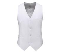 SHACE Herren Anzugweste - Herren Regular Fit Lässig Hohe Qualität Einfarbig Einreihig Schlank Große Größe Business V-Ausschnitt Weste Weste Mehrere Taschen,Weiß,6XL