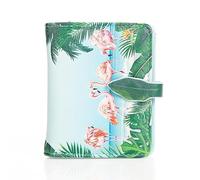 Shag Wear Damen Geldbeutel Mädchen Geldbörse Klein Kurzformat Frauen Portemonnaie PU Leder - 7 Kartenfächer mit Münzfach und RFID-Schutz mit stilvollen Fantasie Designs - Flamingo