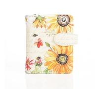 Shag Wear Damen Geldbeutel Mädchen Geldbörse Klein Kurzformat Frauen Portemonnaie PU Leder - 7 Kartenfächer mit Münzfach und RFID-Schutz mit stilvollen Fantasie Designs - Sonnenblume