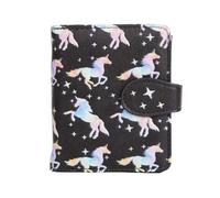 Shag Wear Damen Geldbeutel Mädchen Geldbörse Klein Kurzformat Frauen Portemonnaie PU Leder - 7 Kartenfächer mit Münzfach und RFID-Schutz mit stilvollen Fantasie Designs - Einhorn